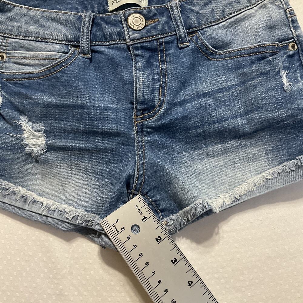 Mudd Women Shorts 3 Blue Denim Cutoff FLX STRETCH Distressed Frayed 2” Inseam - Picture 8 of 10